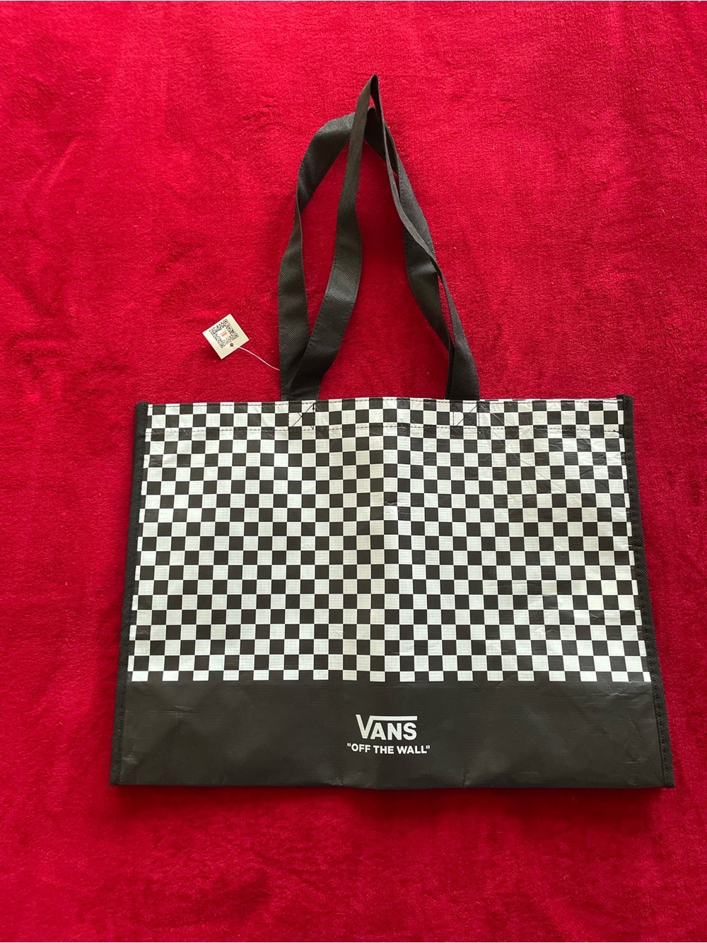 NEW Vans Off The Wall Checks Reusable Black & White Shopping Bag 13H x 18"L